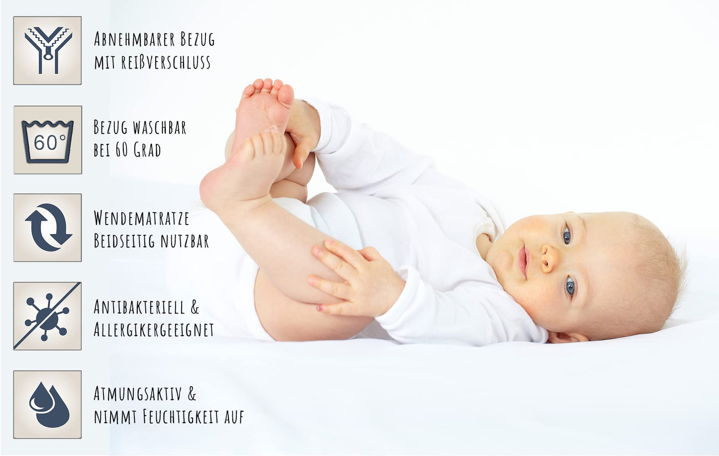 Kids Collective Babybett mitwachsend mit Matratze Kinderbett Gitterbett Beistellbett 60x120