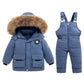 BRONG Baby Schneeanzug Winter 2 Stück Daunenjacke Mantel mit Schnee Lätzchen Hose Jungen Mädchen Skianzug