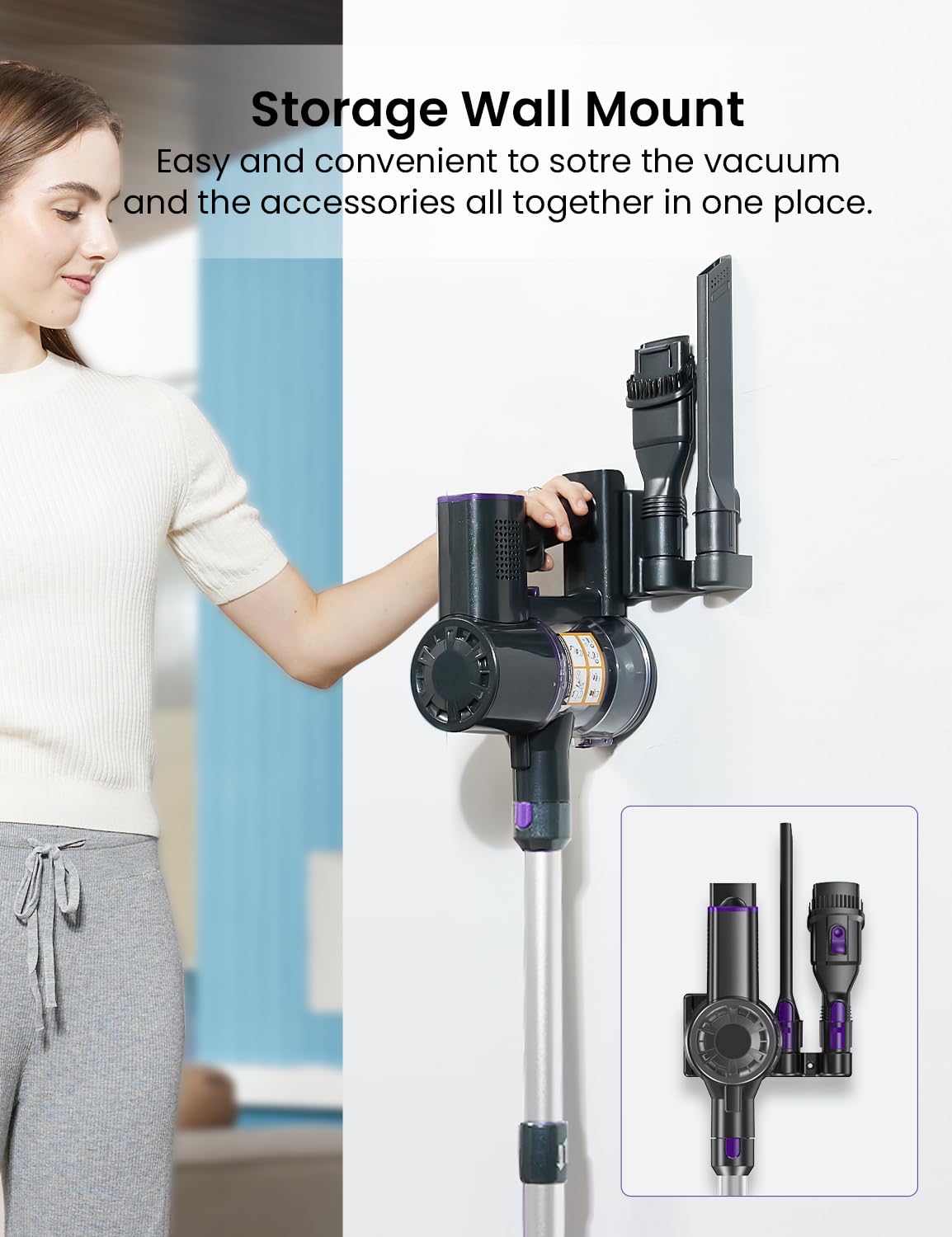 Vexilar V15Max Akku Staubsauger mit Wischfunktion, Freistehende Anti-Haar-Bodendüse für Teppiche Tierhaare