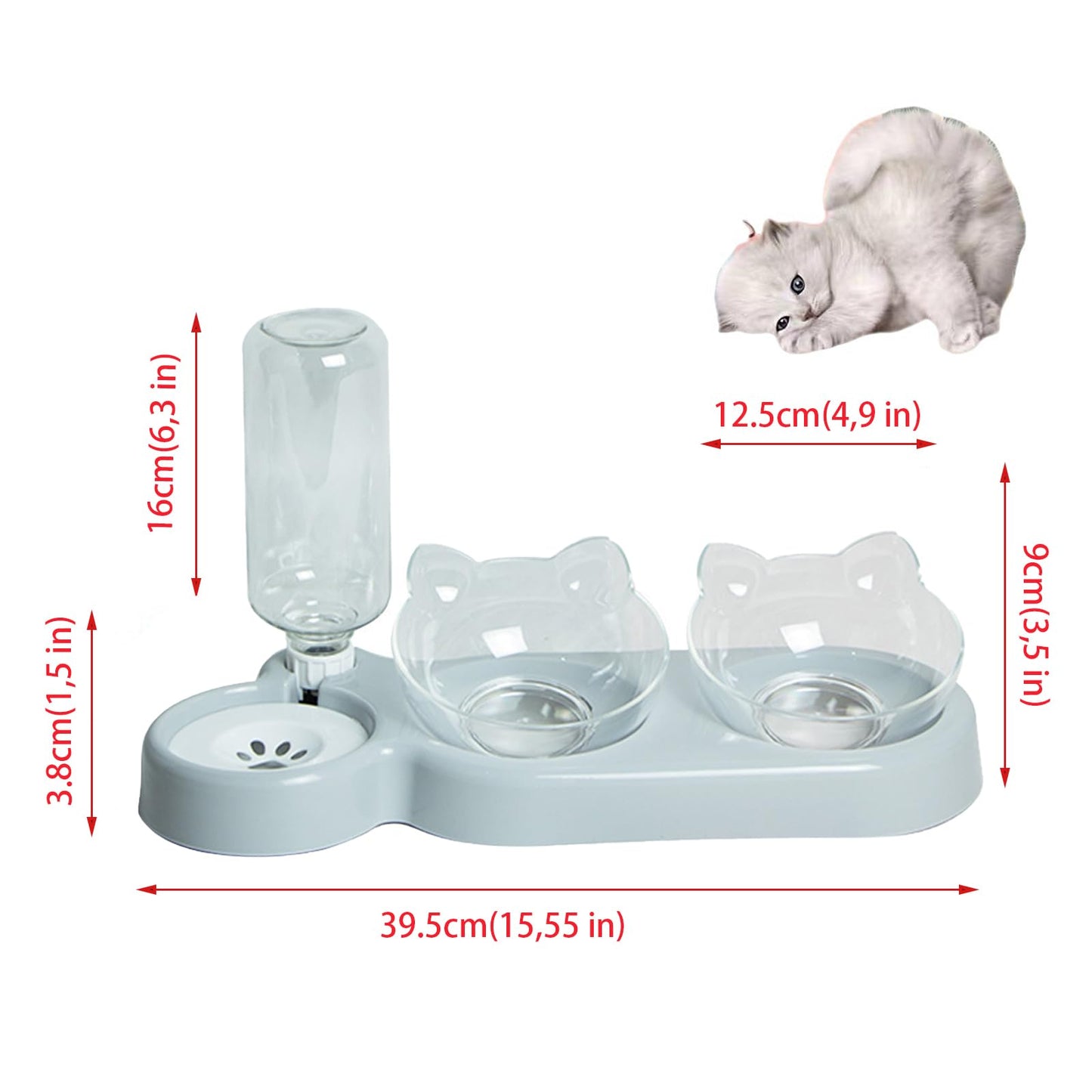 Katzennapf-Set mit Wasserspender | Automatischer Trinkbrunnen für Katzen und Hunde 