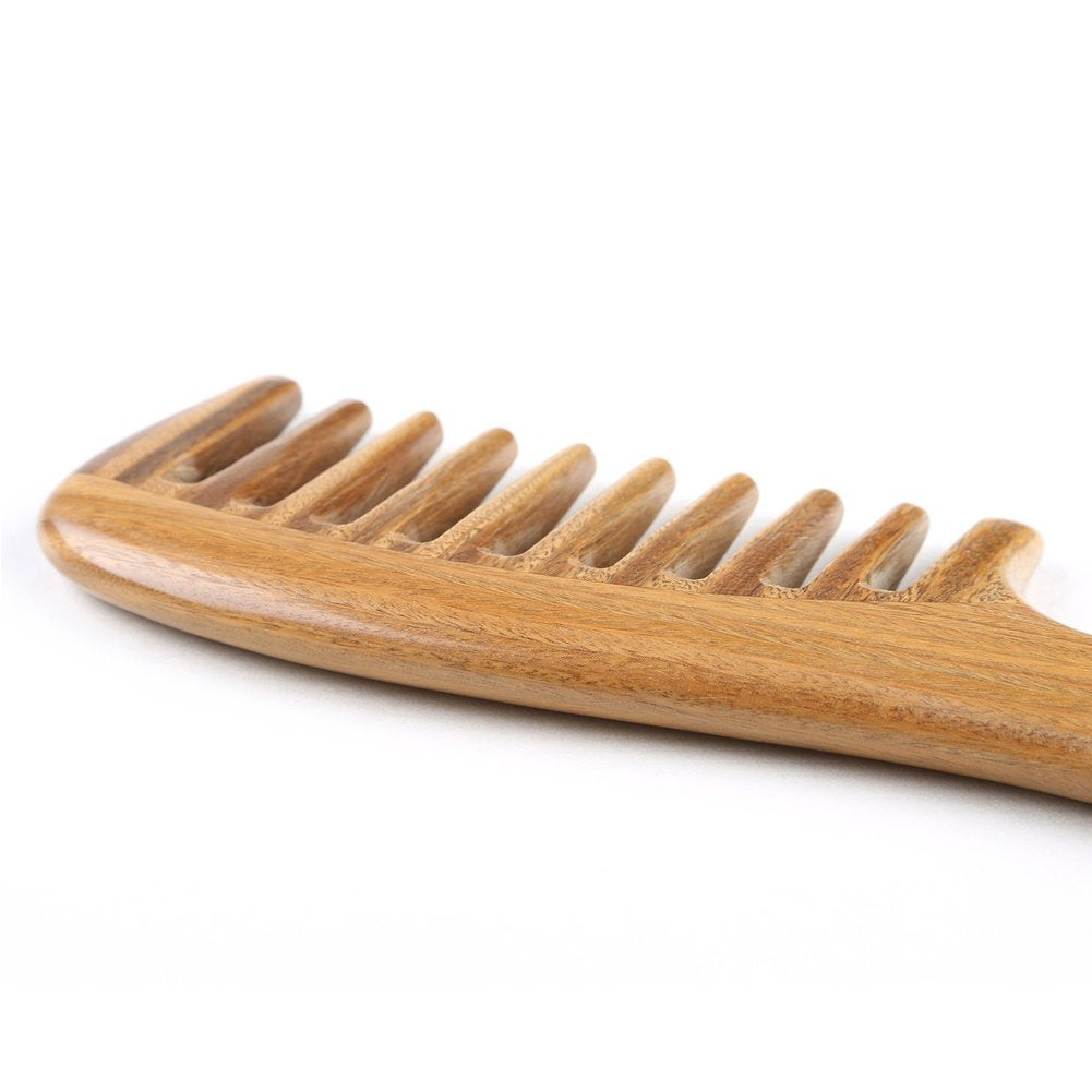 Wooden Comb Green Sandalwood Comb Anti-Static Handmade Comb Wide Tooth High Quality Wood Curl Comb