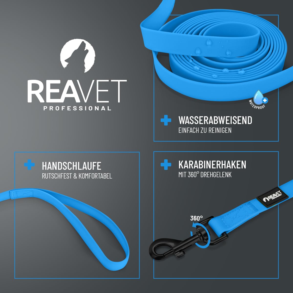 Schleppleine für Hunde 5 Meter, Schwarz I Robuste &amp; wasserfeste Hundeleine lang I Übungsleine mit Griff 