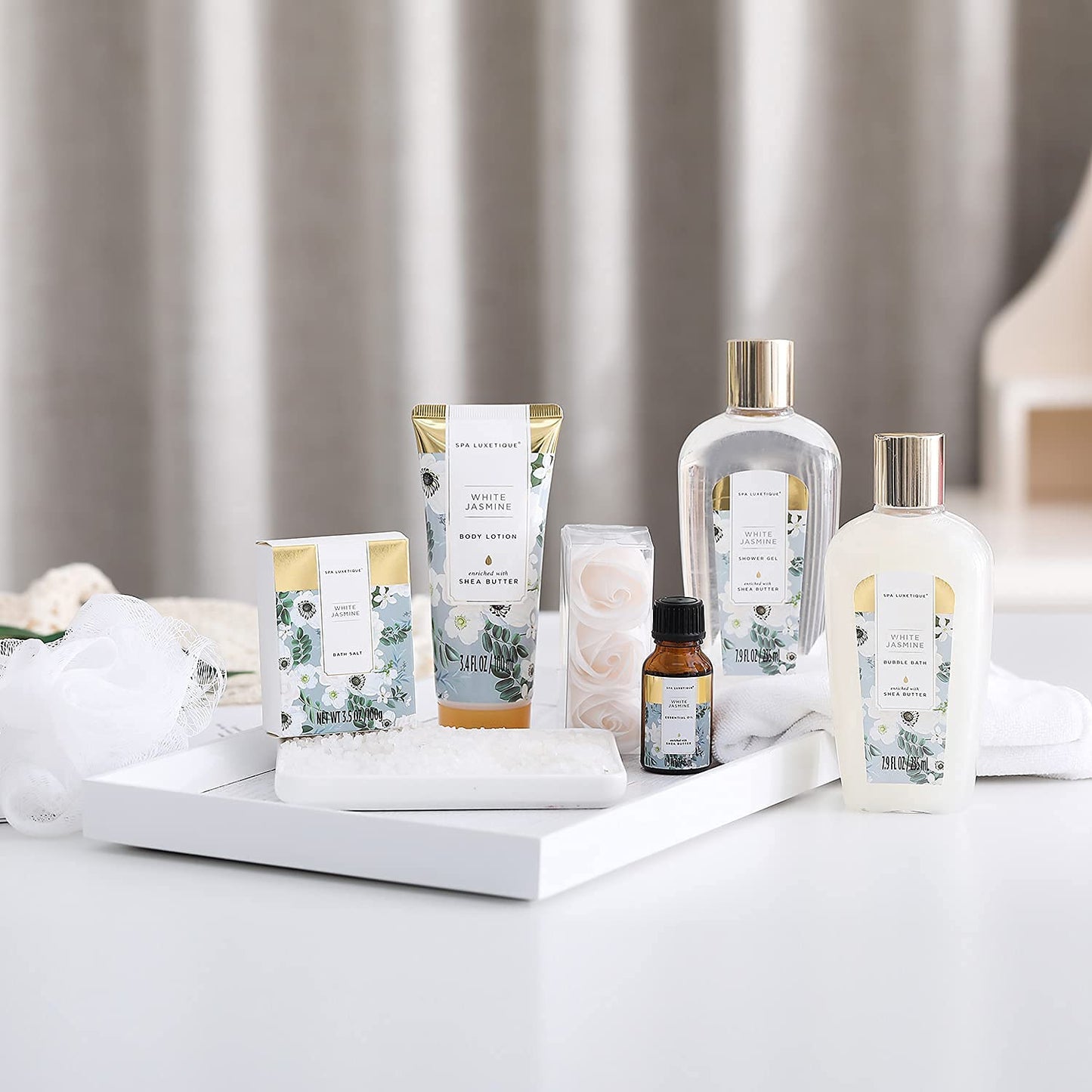 SPA LUXETIQUE Wellness Set für Frauen - 8tlg Rosenduft Bade Geschenkset für Frauen 