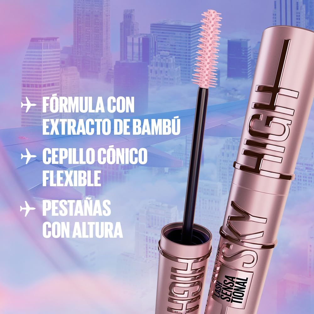 Maybelline New York Sky High Schwarze Wimperntusche für extrem lange Wimpern und Volumen, Sky High Mascara 