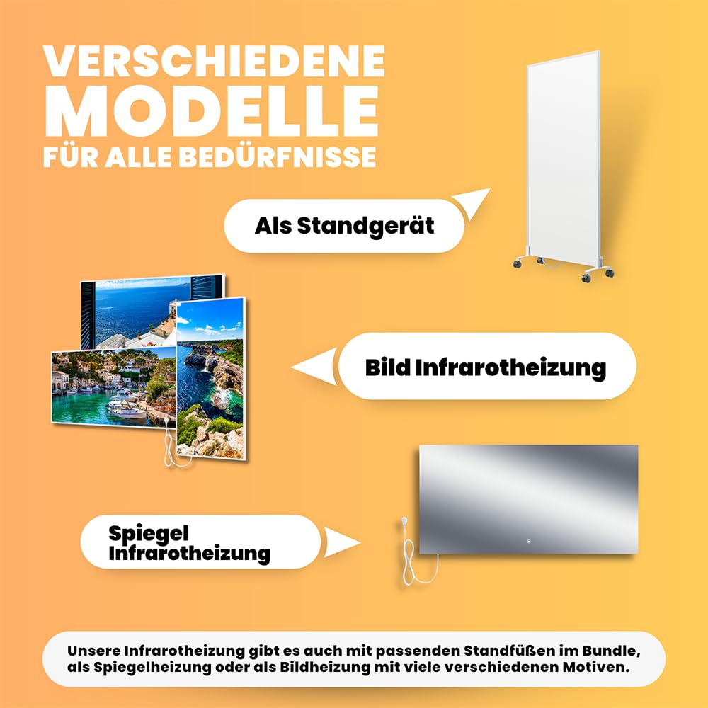 BR Bringer Infrarotheizung, 600 Watt, elektrische Infrarotheizung, energiesparend, TÜV GS-geprüft, deutsche Qualitätsmarke 