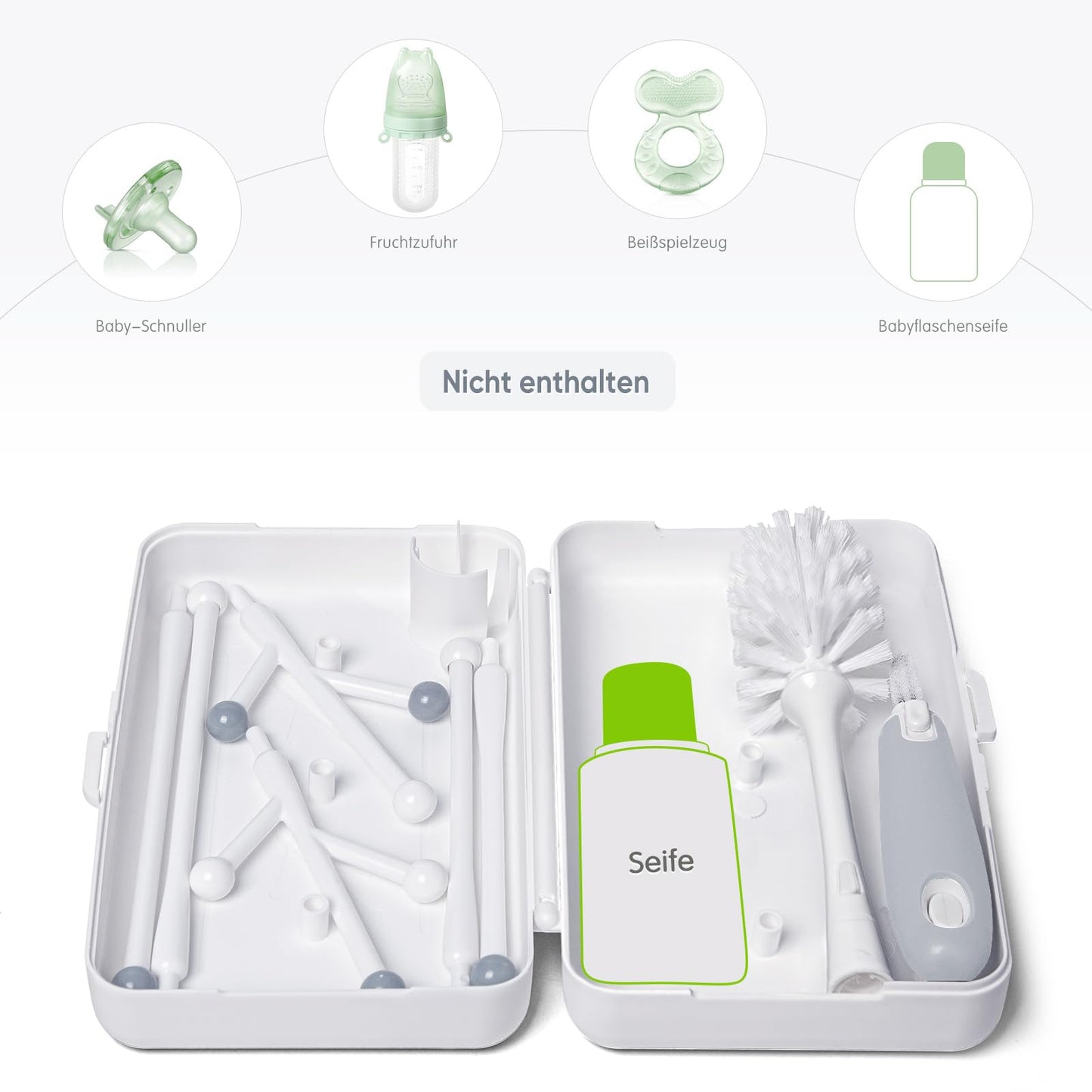 Trockenständer Babyflaschen, Abtropfgestell für Babyflaschen, Flaschen, grauSaudern 