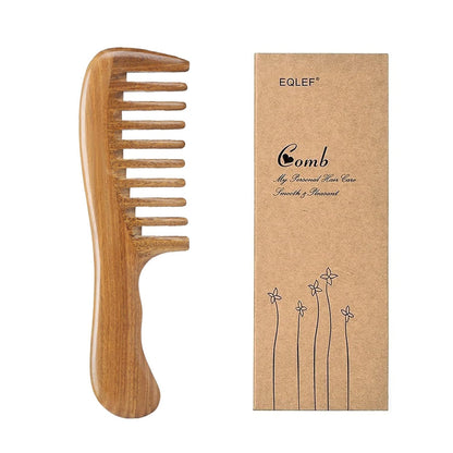 Wooden Comb Green Sandalwood Comb Anti-Static Handmade Comb Wide Tooth High Quality Wood Curl Comb