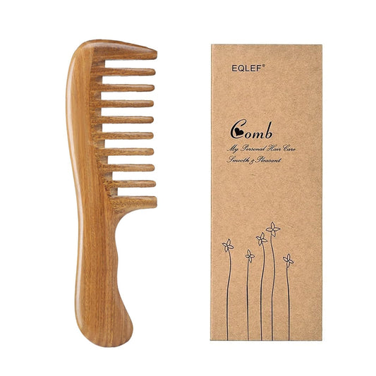 Wooden Comb Green Sandalwood Comb Anti-Static Handmade Comb Wide Tooth High Quality Wood Curl Comb
