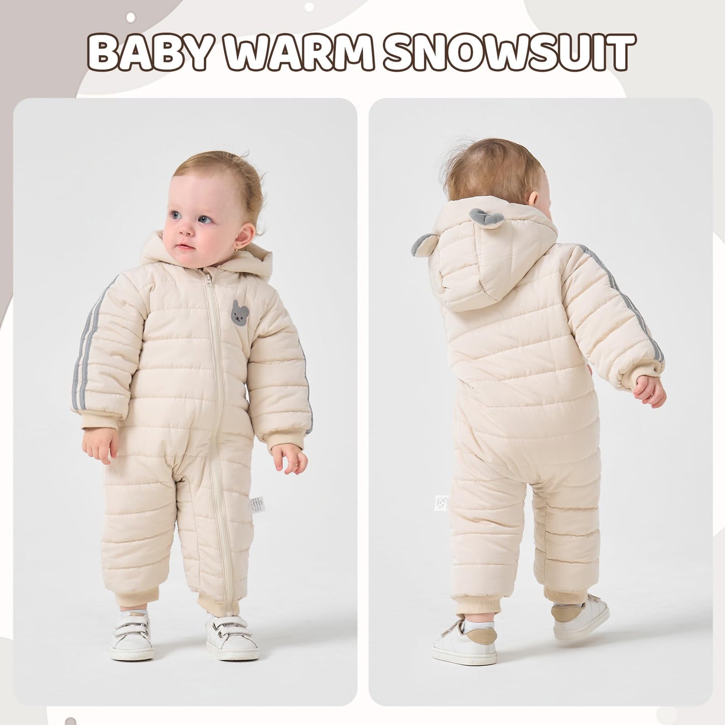 JiAmy Baby Overall Winter, Schneeanzug Baby Jungen Mädchen, Warm Outfits Mit Kapuze