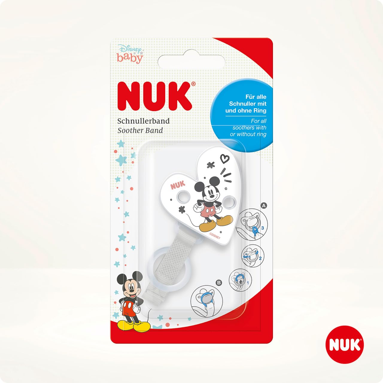 NUK Disney Winnie Puuh Schnullerband &amp; Clip | Für alle Schnuller mit und ohne Ring 