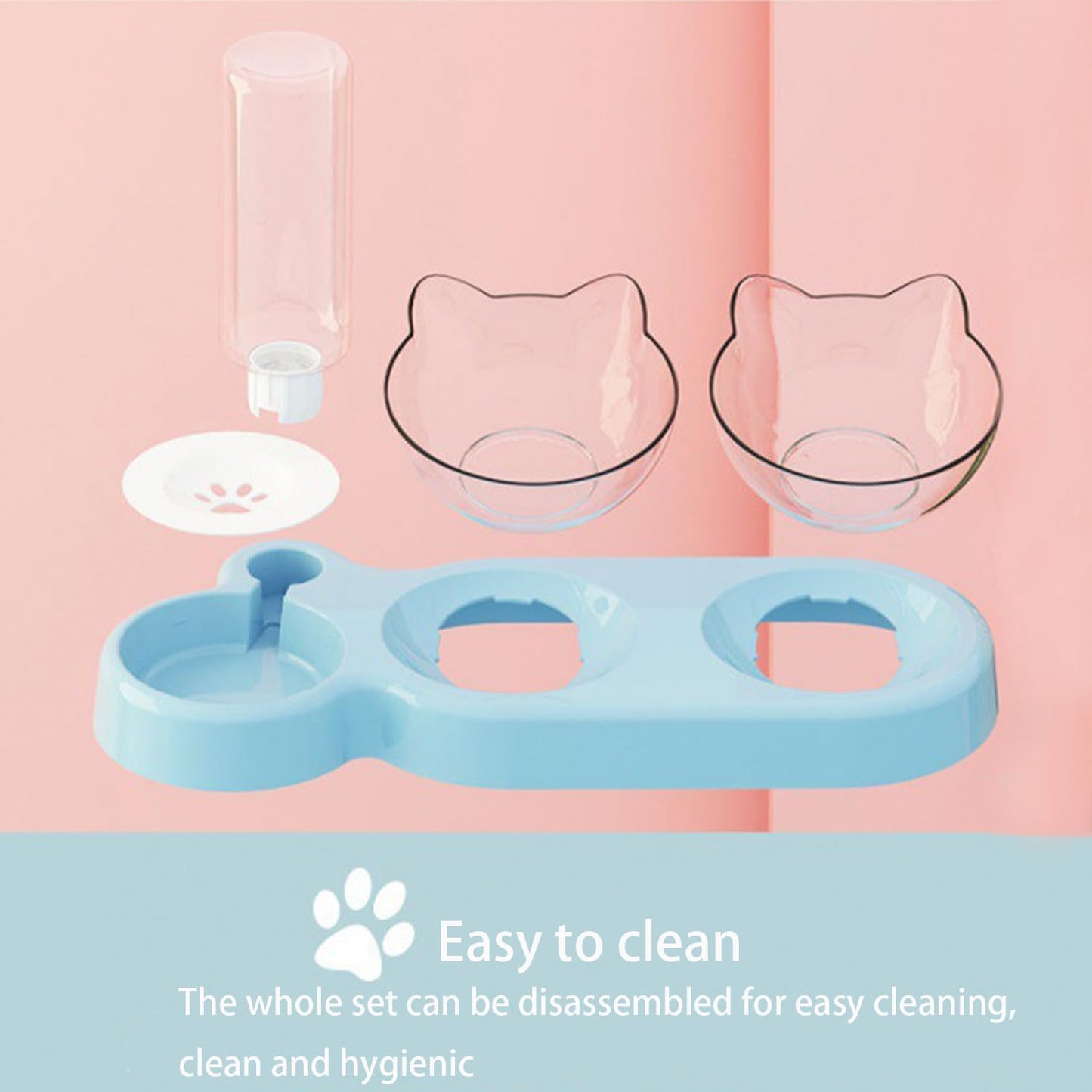 Katzennapf-Set mit Wasserspender | Automatischer Trinkbrunnen für Katzen und Hunde 