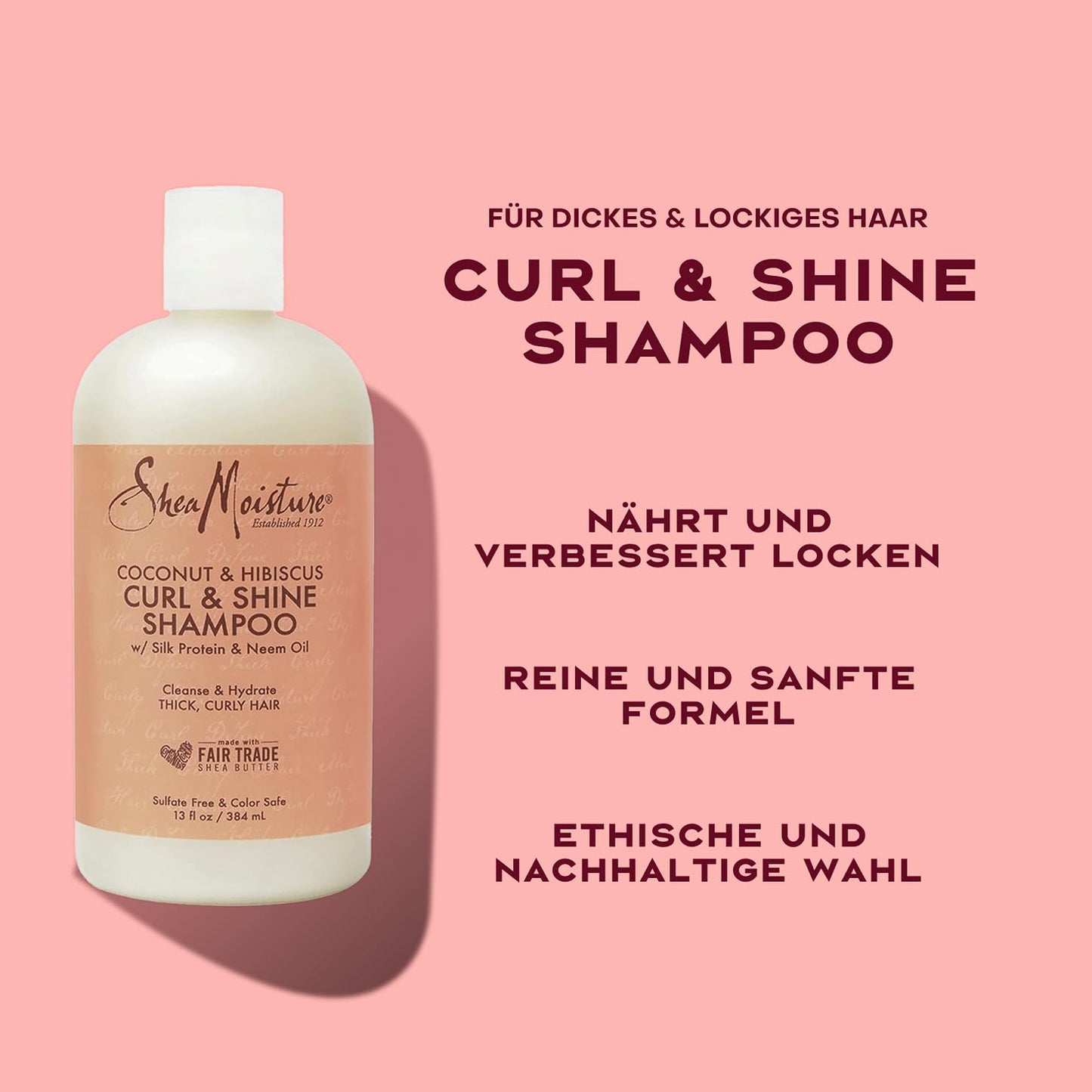 Shea Moisture Coconut & Hibiscus Curl Enhancing Smoothie- Curl Cream for Defined Shiny Curls