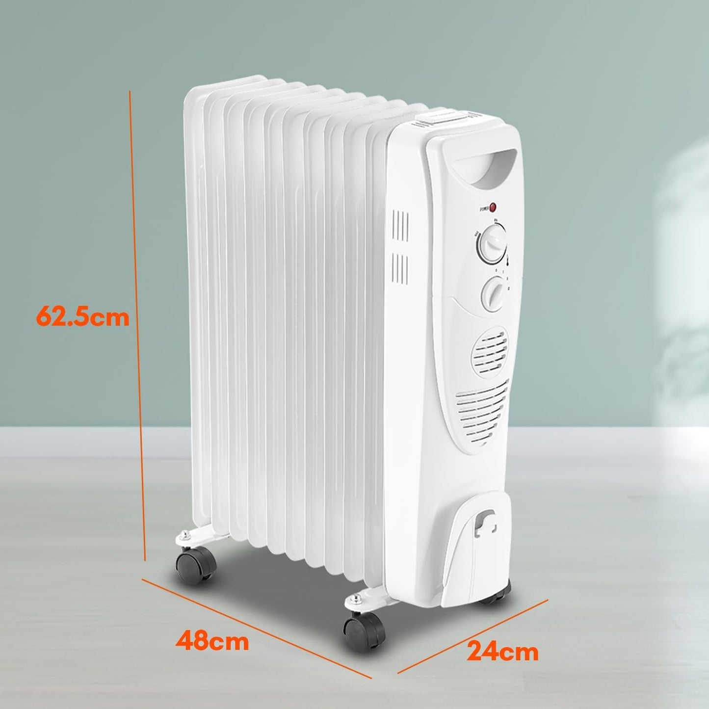Fiqops Ölradiator 2500 W, energiesparend mit 11 Heizrippen, 3 Heizstufen, Thermostat, WLAN-App und Fernbedienung, Digitalanzeige