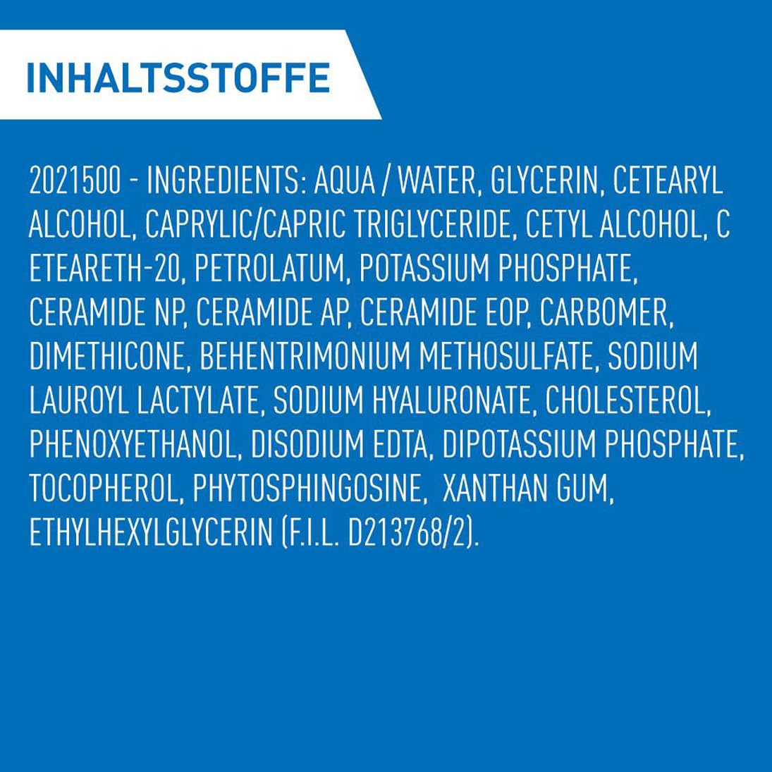 CeraVe Feuchtigkeitscreme für Körper und Gesicht, für trockene bis sehr trockene Haut, mit Hyaluron und 3 essenziellen Ceramiden, auch bei Neurodermitis und für Allergiker 