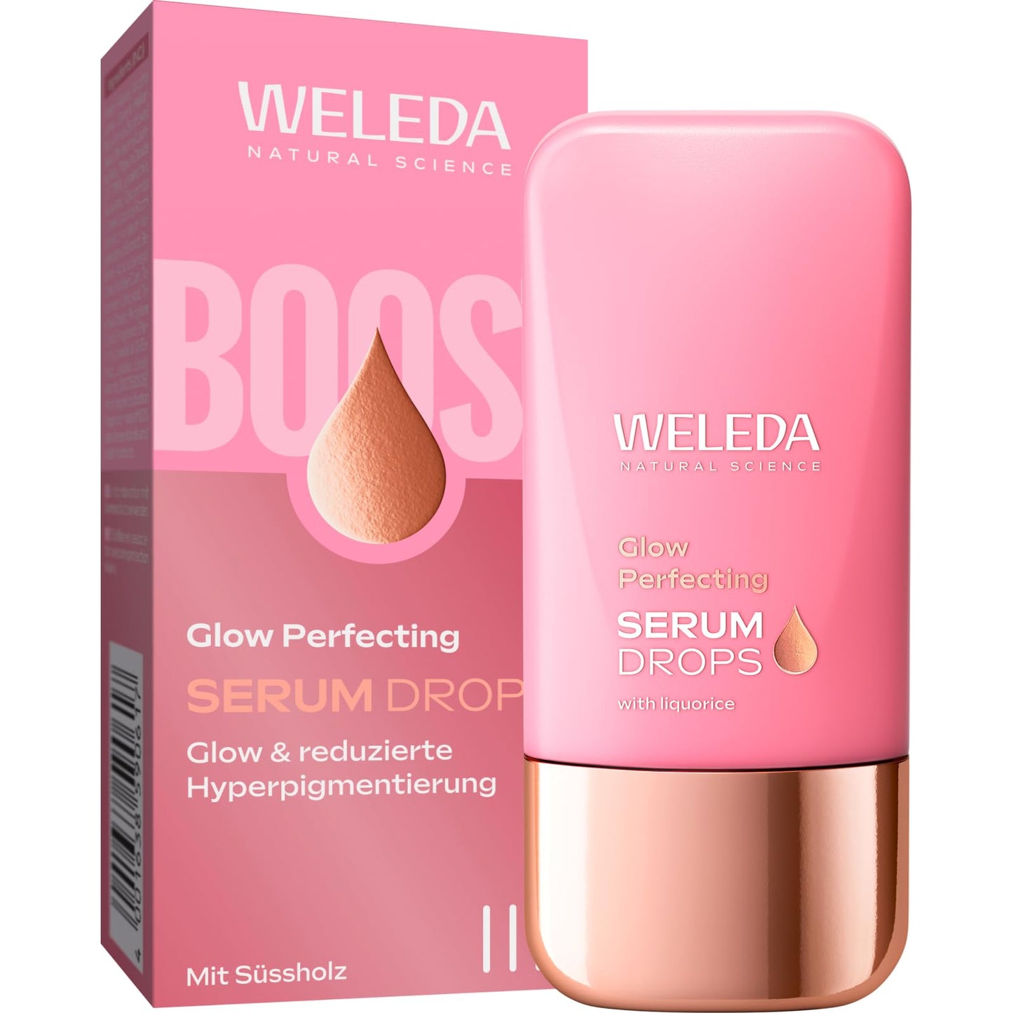 Weleda Organic Skin Food Glow Serum Drops – Natürliche Kosmetik-Booster-Tropfen mit Süßholz und lichtreflektierenden Pigmenten für einen strahlenden Teint und gegen Pigmentflecken 