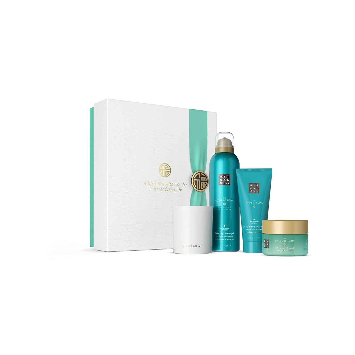 RITUALS Geschenkset, vier Hautpflegeprodukte mit Lotusblüte und Weißem Tee – Bade-Geschenkbox 