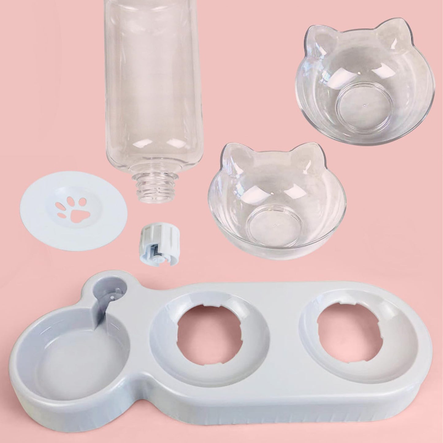 Katzennapf-Set mit Wasserspender | Automatischer Trinkbrunnen für Katzen und Hunde 