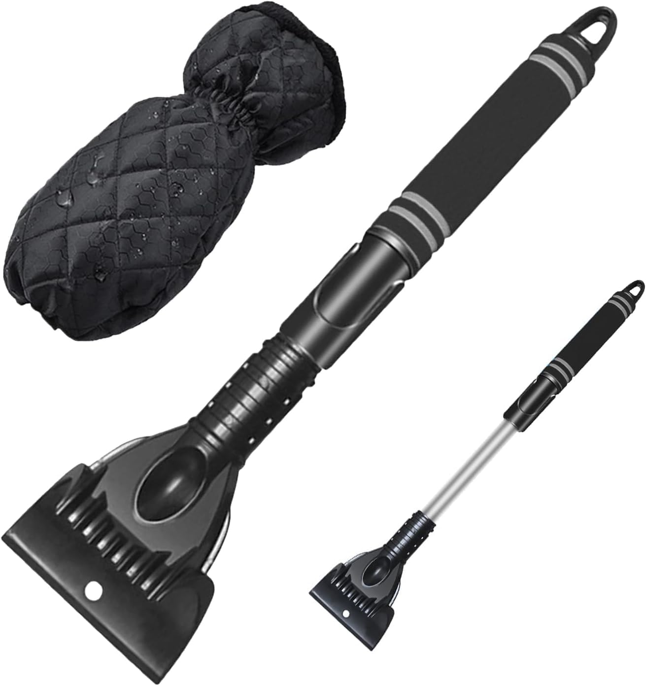 Multifunktionaler Schneebesen Eiskratzer Auto, Wärmender Scheibenkratzer mit Handschuh Auto 