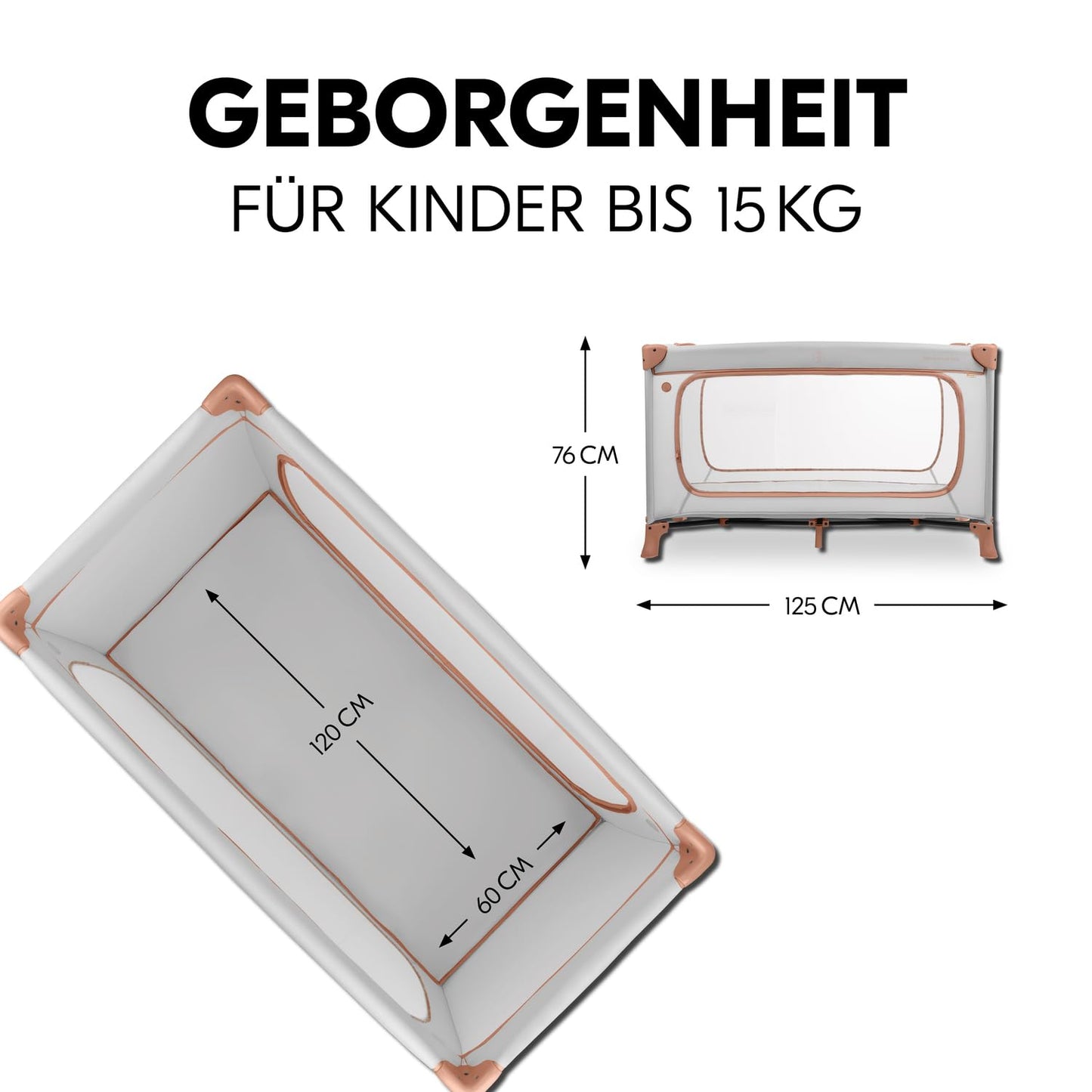 Kinderreisebett mit Transporttasche - Großer Schlupf zum Spielen - bis 15 kg
