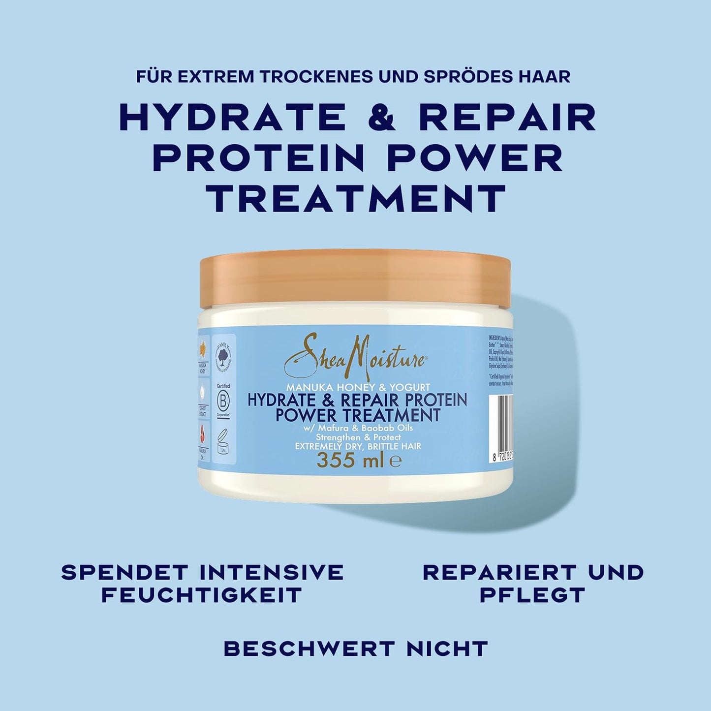 SheaMoisture Manuka Honey & Yoghurt Hair Mask, Hydrate + Repair Protein Power Treatment