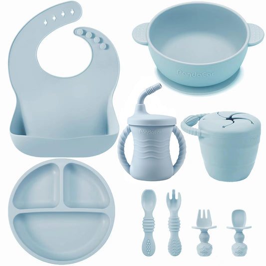PandaEar Silikon Babygeschirrset | 9-teiliges Kindergeschirrset # 
