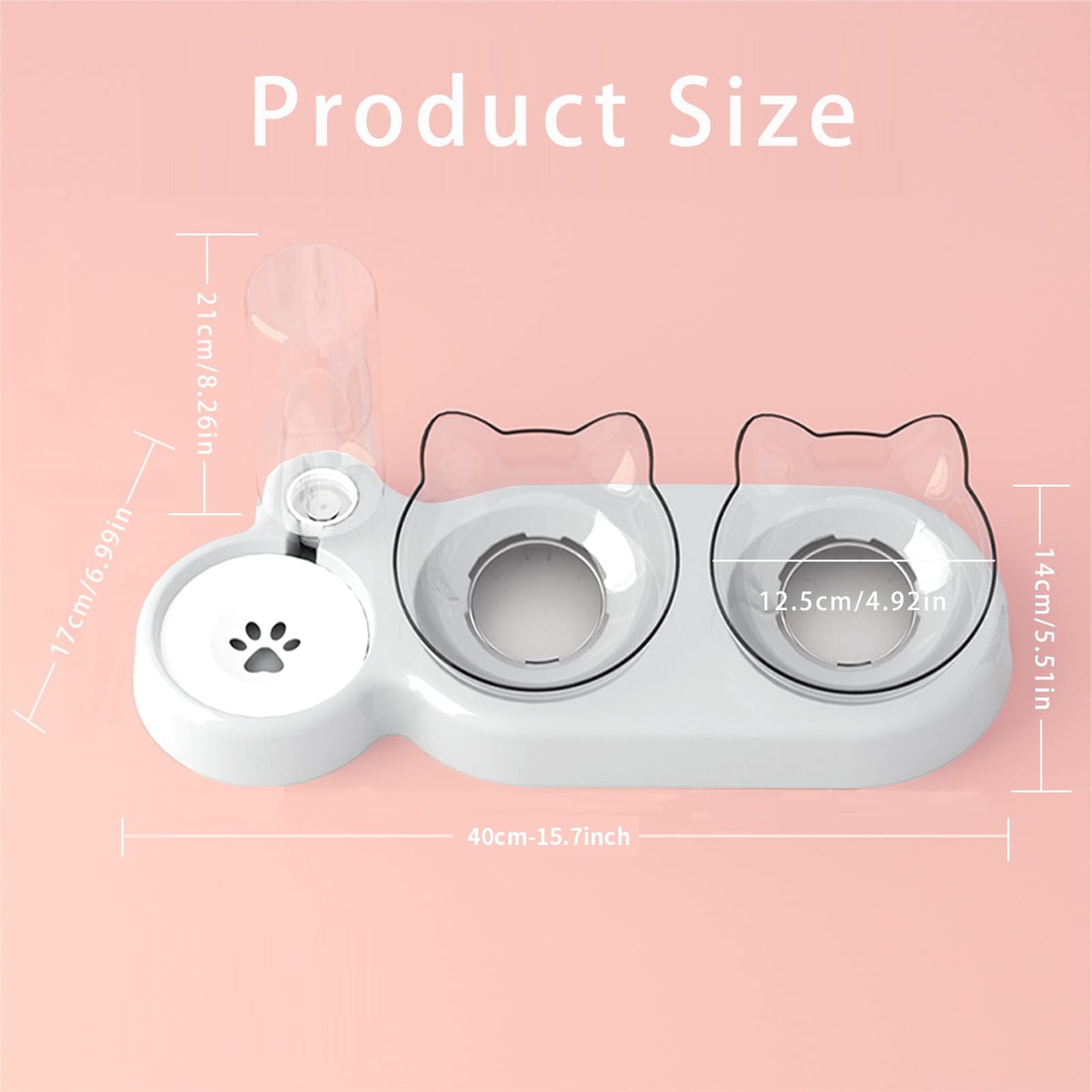 Marchul Katzennäpfe, Schwerkraft-Wasser- und Futternapf für Katzen und kleine Hunde, geneigte, erhöhte Katzennäpfe (Weiß) 