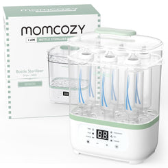 Momcozy Electric 3-in-1 Steriliser for Baby Bottles with Dryer Function - Sterilised, Dries & Heats, 8 Bottles Capacity, 24h Germ Protection, Multifunctional for Baby Accessories