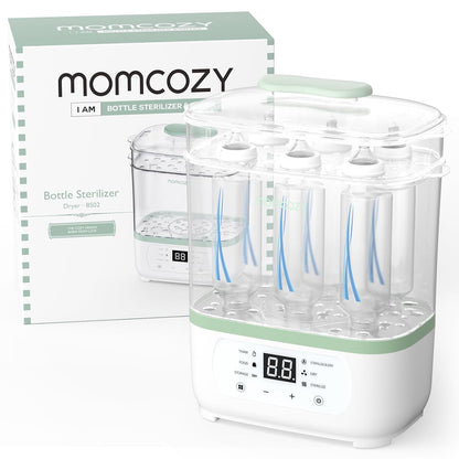 Momcozy Elektrischer 3-in-1-Sterilisator für Babyflaschen mit Trocknungsfunktion – Sterilisiert, trocknet und wärmt, Kapazität für 8 Flaschen, 24 Stunden Keimschutz, multifunktional für Babyzubehör 