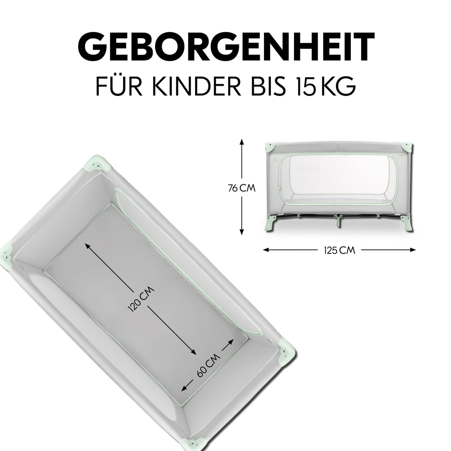 Kinderreisebett mit Transporttasche - Großer Schlupf zum Spielen - bis 15 kg