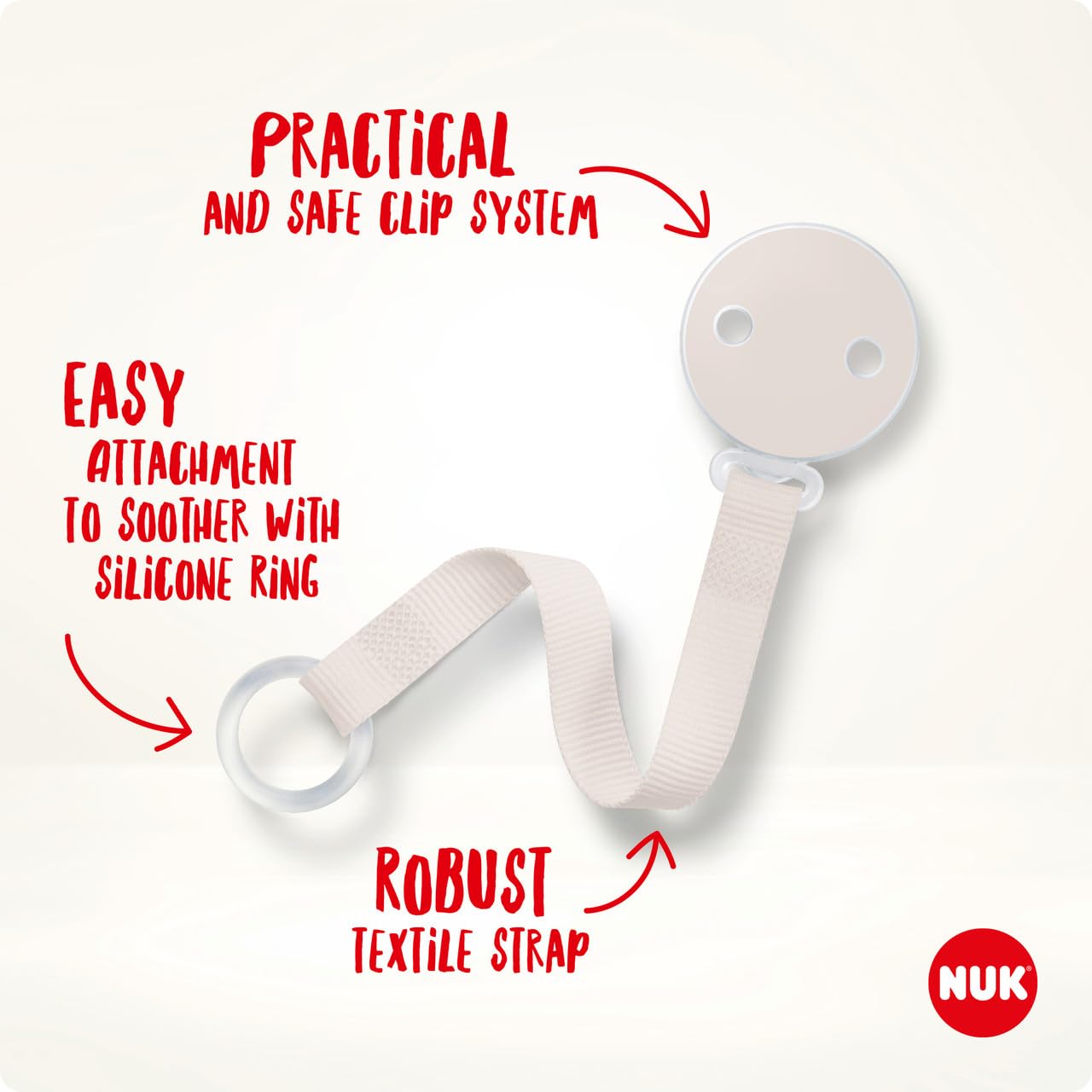 NUK Disney Winnie Puuh Schnullerband &amp; Clip | Für alle Schnuller mit und ohne Ring 