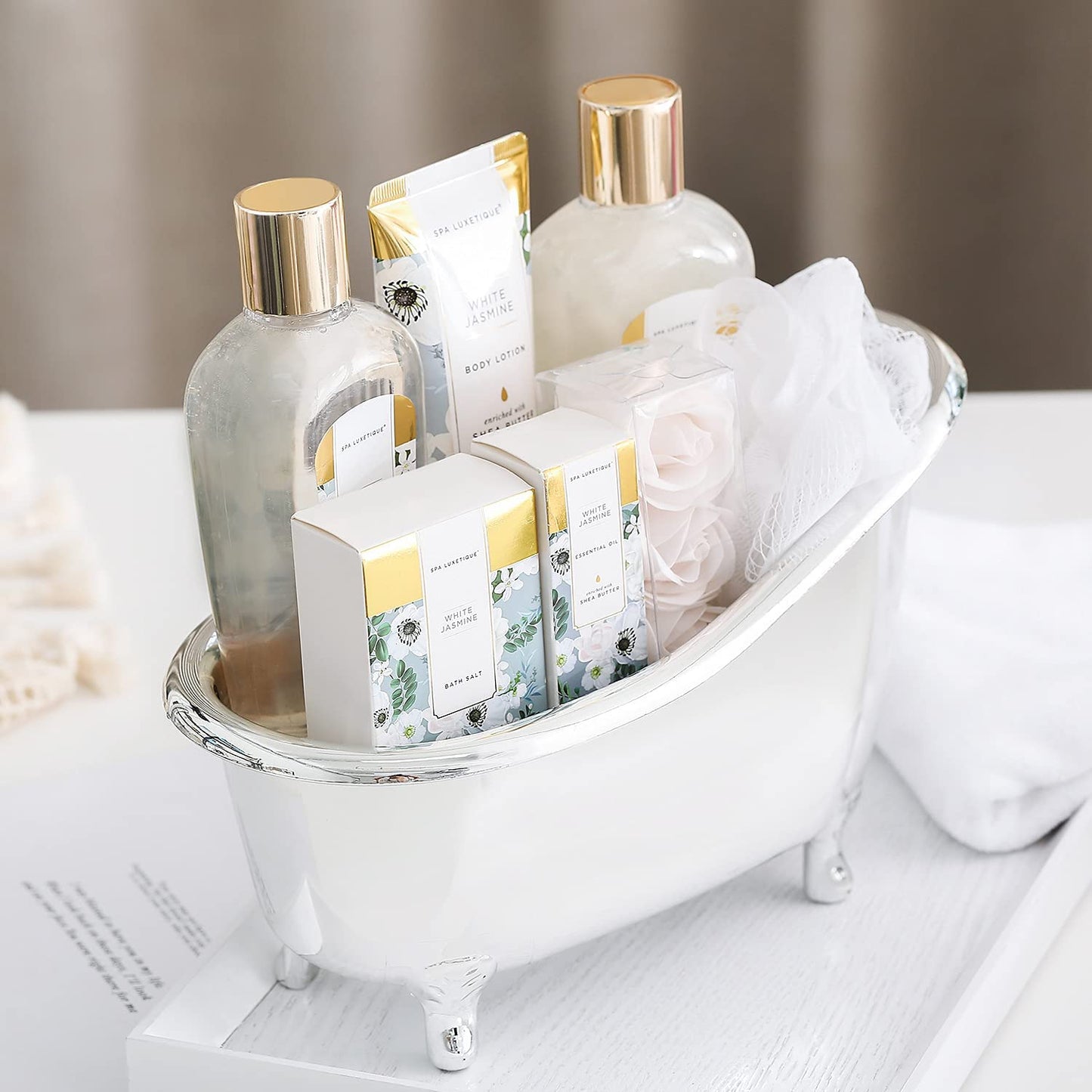 SPA LUXETIQUE Wellness Set für Frauen - 8tlg Rosenduft Bade Geschenkset für Frauen 