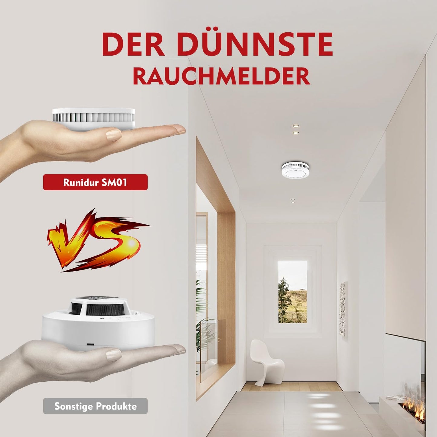 6er Rauchmelder Set 10 Jahre Batterie, Feuermelder, Brandmelder 10 Jahre Batterie 