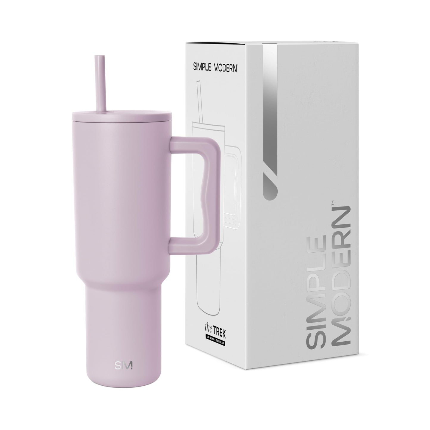 Simple Modern Thermobecher mit Strohhalm und Griff | Isolierter Edelstahl-Trinkbecher Eiskaffee-Reisebecher