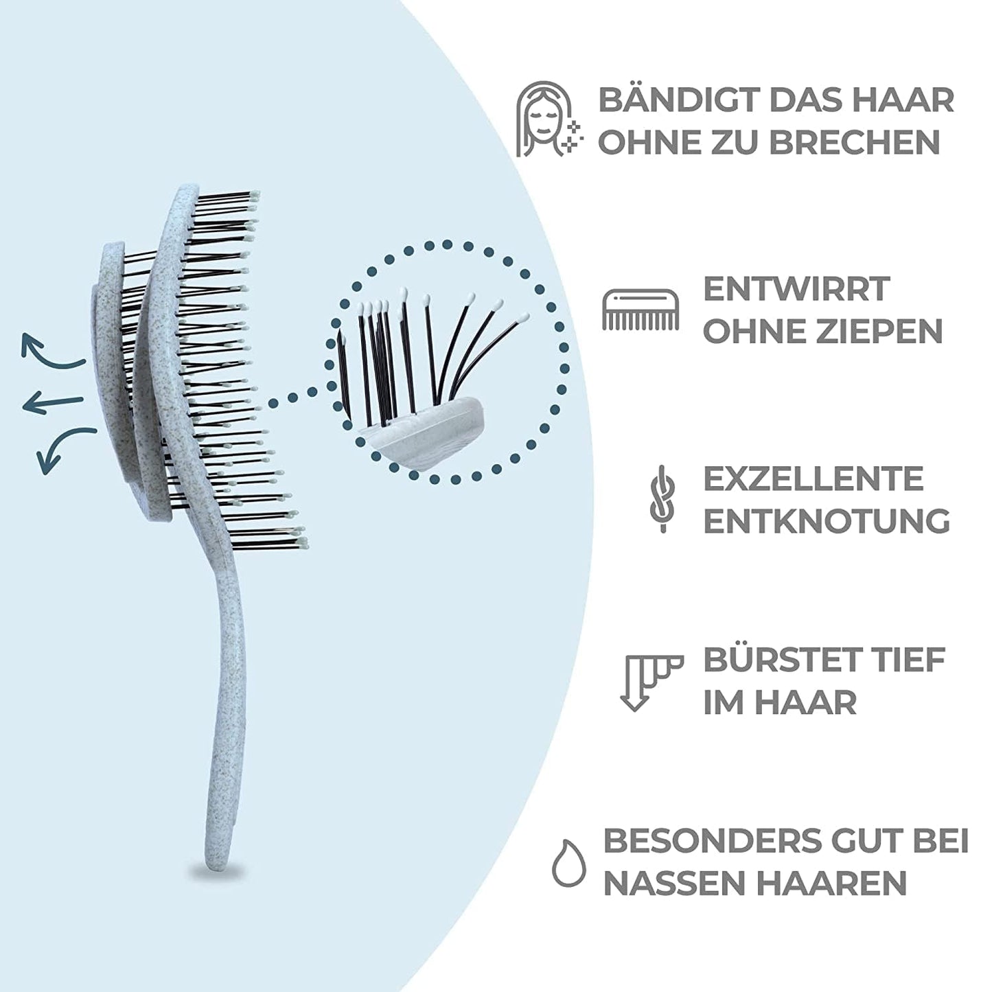 Ninabella Mini Haarbürste ohne Ziepen - Bürste für Reisen - Entwirrbürste für trockenes und nasses Haar - Detangler Bürste