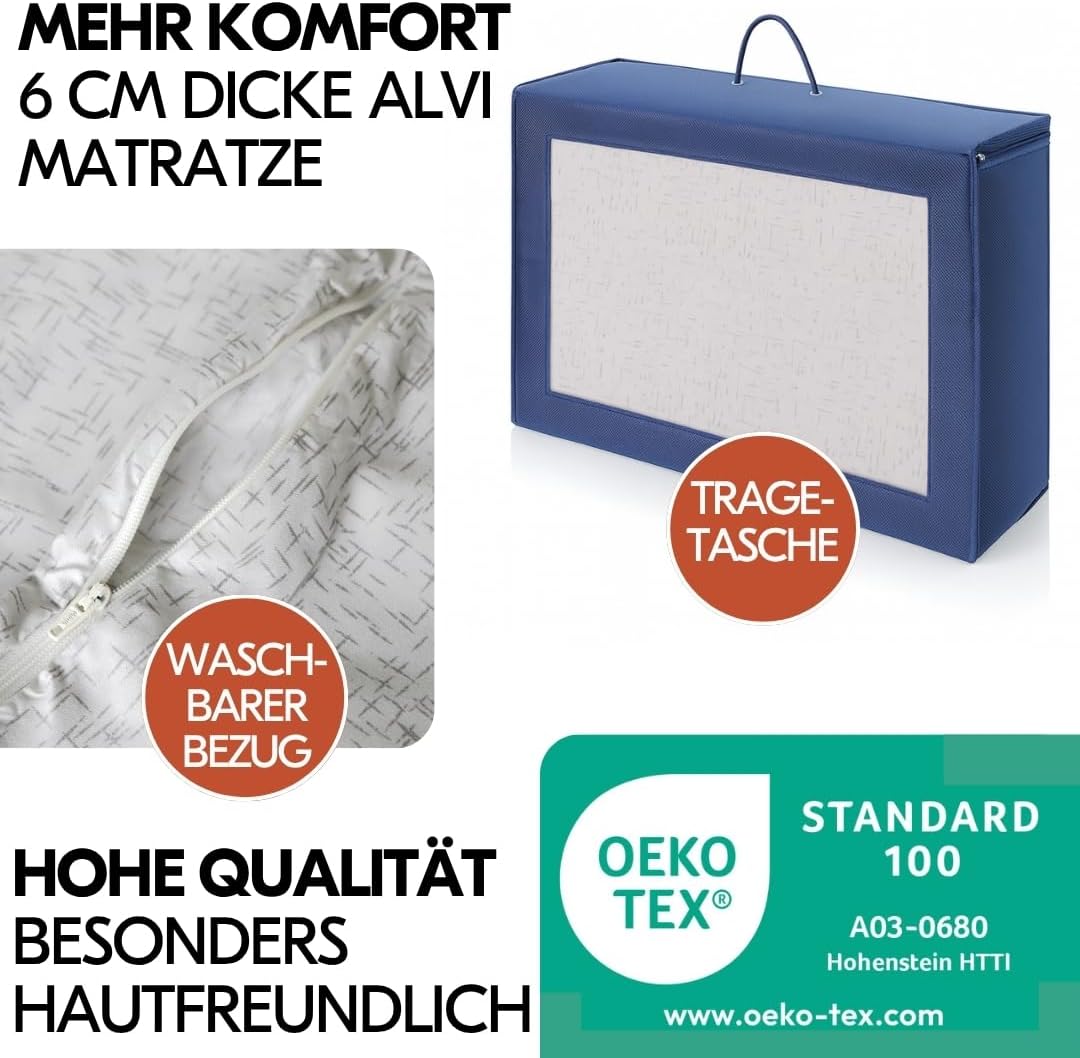 hauck Dream n Play Baby-Reisebett-Set mit Matratze - Faltbares Kinder-Reisebett mit Tasche - Blau Wasserblau 