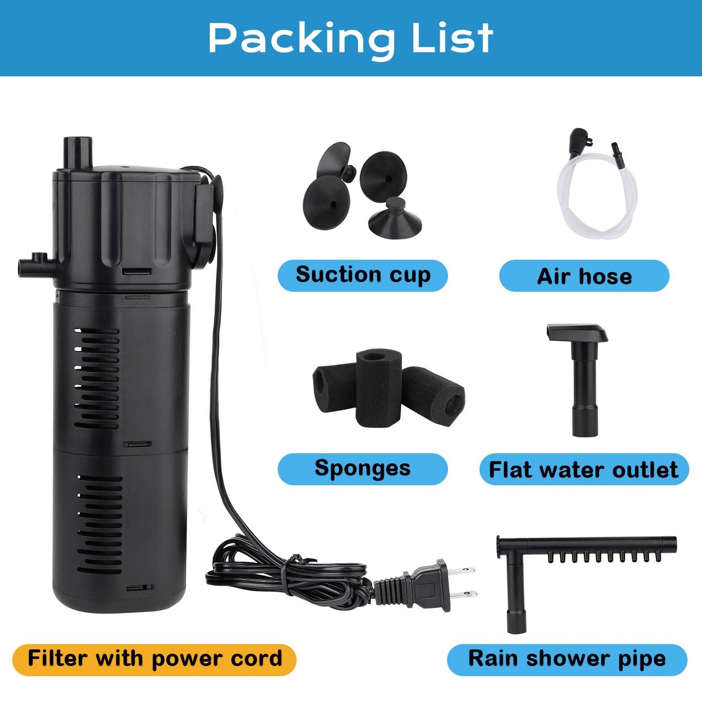 Aquarienfilter Aquarium Schwammfilter Einstellbarer Aquarium Innenfilter 300L/H 