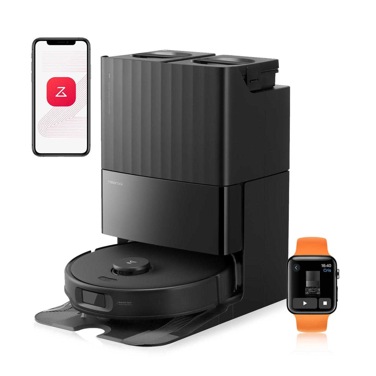 Aspirateur robot Roborock Qrevo Edge avec fonction serpillière, nettoyage des bords, serpillière chauffante, eau chaude à 75 °C 