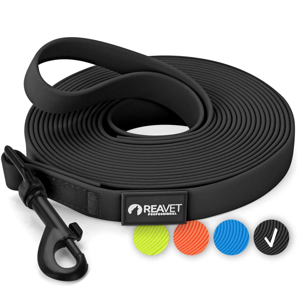 Schleppleine für Hunde 5 Meter, Schwarz I Robuste &amp; wasserfeste Hundeleine lang I Übungsleine mit Griff 