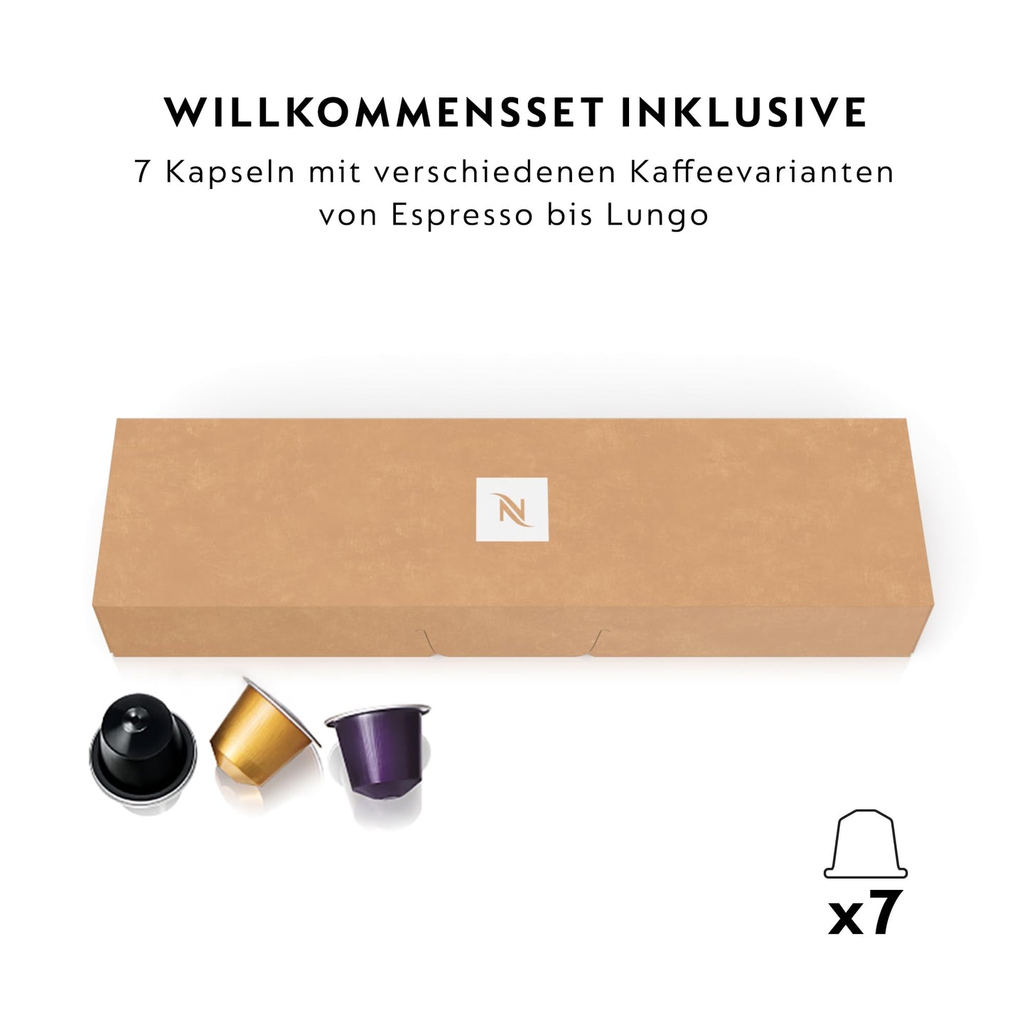 Nespresso De'Longhi Kapselmaschine, zwei Direktwahltasten, Eco-Modus, kompaktes Design, 19-Bar-Drucksystem 