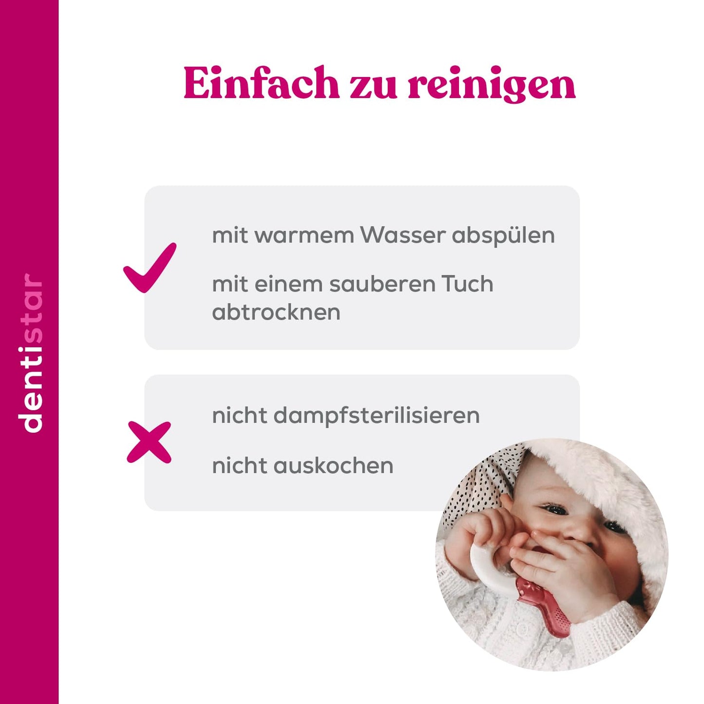 Schnuller - Beißring für Babys ab 3 Monaten - Kühlender Zahnungseffekt 