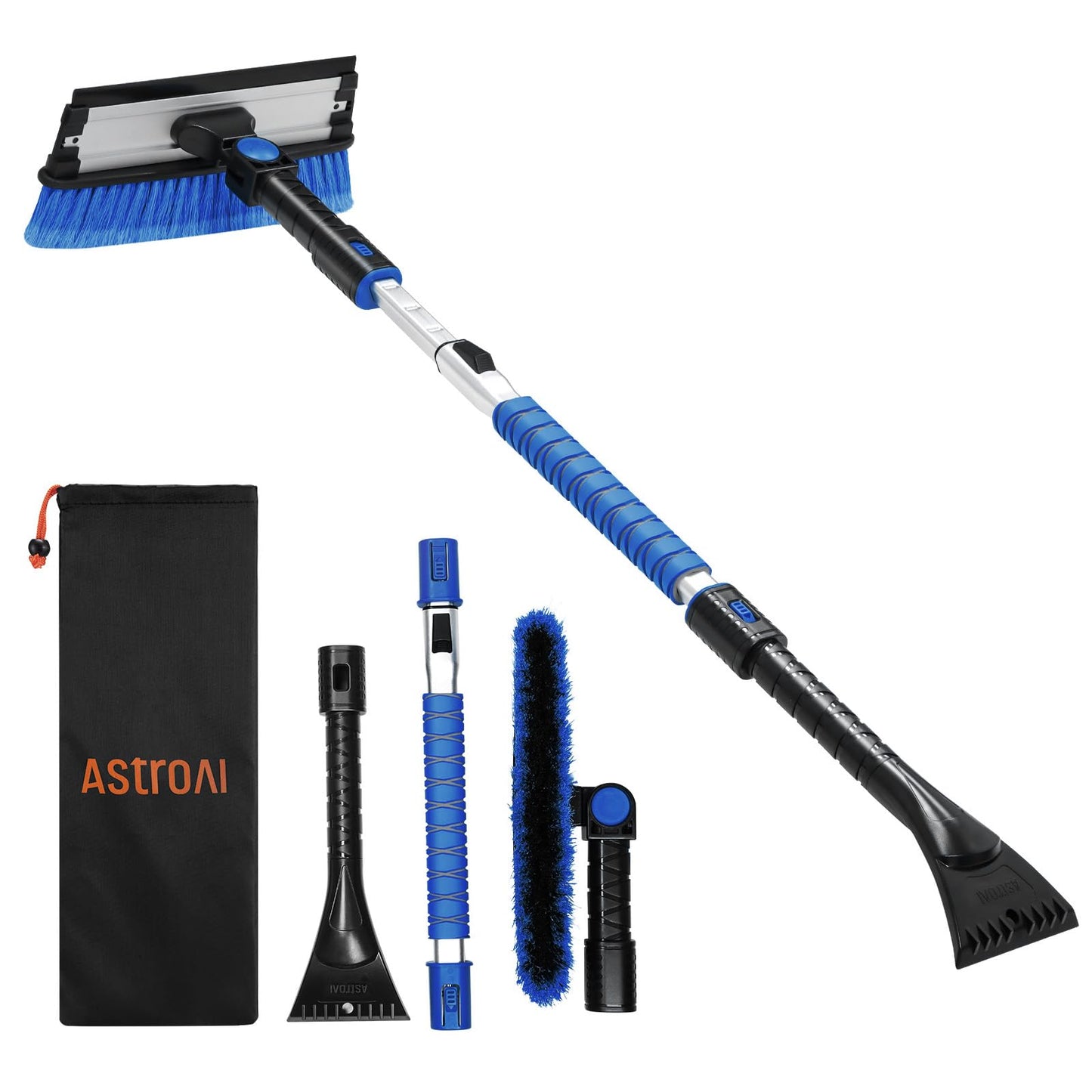 Eiskratzer, Scheibenkratzer, Auto-Eiskratzer mit Besen, 119 cm lang, ausziehbare Schneebürste 