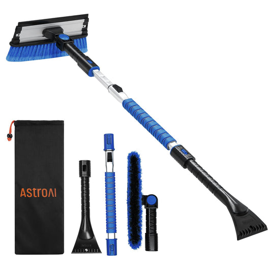 Eiskratzer, Scheibenkratzer, Auto-Eiskratzer mit Besen, 119 cm lang, ausziehbare Schneebürste 