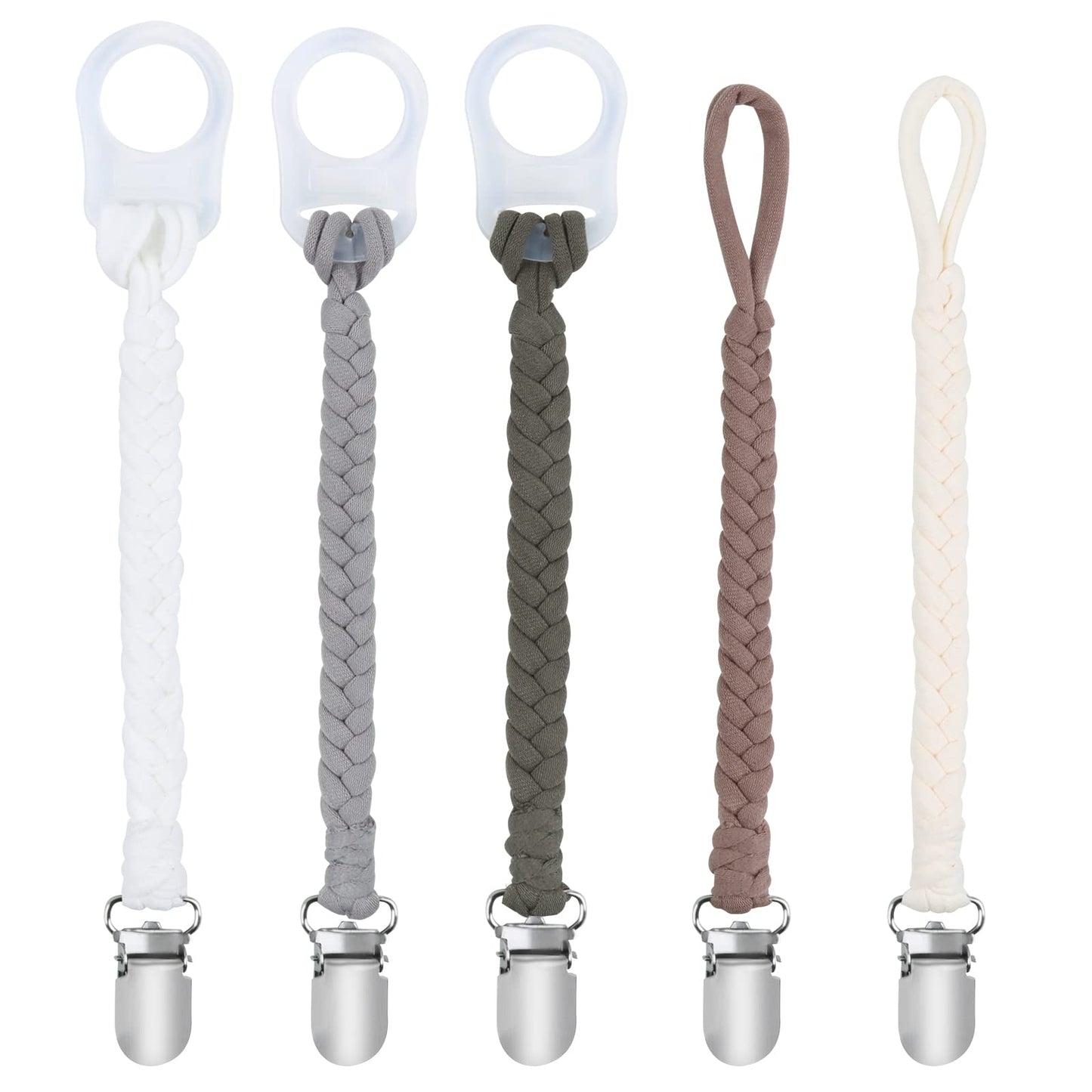 ABirdon Schnullerkette Baby,5 Stück Schnullerketten Clips mit 3 Stück Silikonring, passend für alle Schnuller 