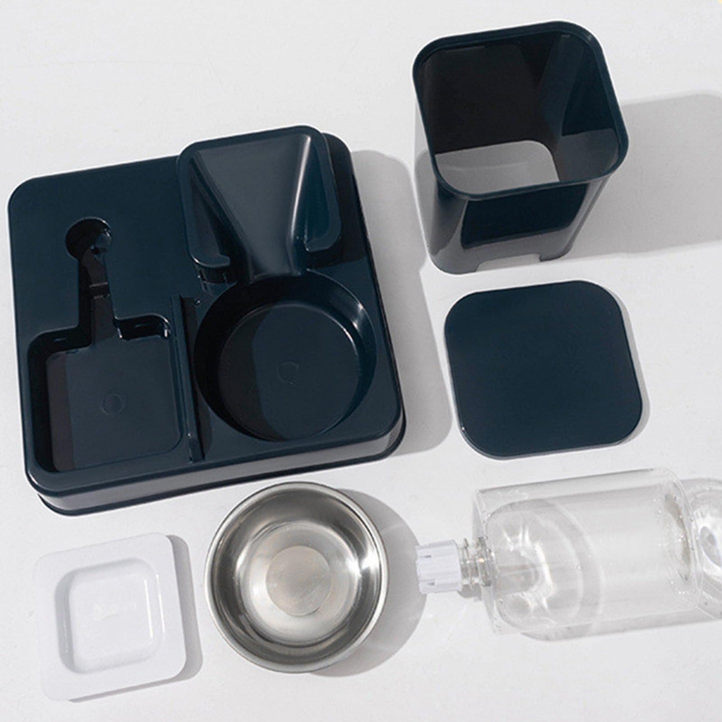 Bomefoi Automatischer 2-in-1 Katzenfutterautomat, Fütterungs- und Trinkgerät für Tierfutter, rutschfeste automatische Trinkflasche 