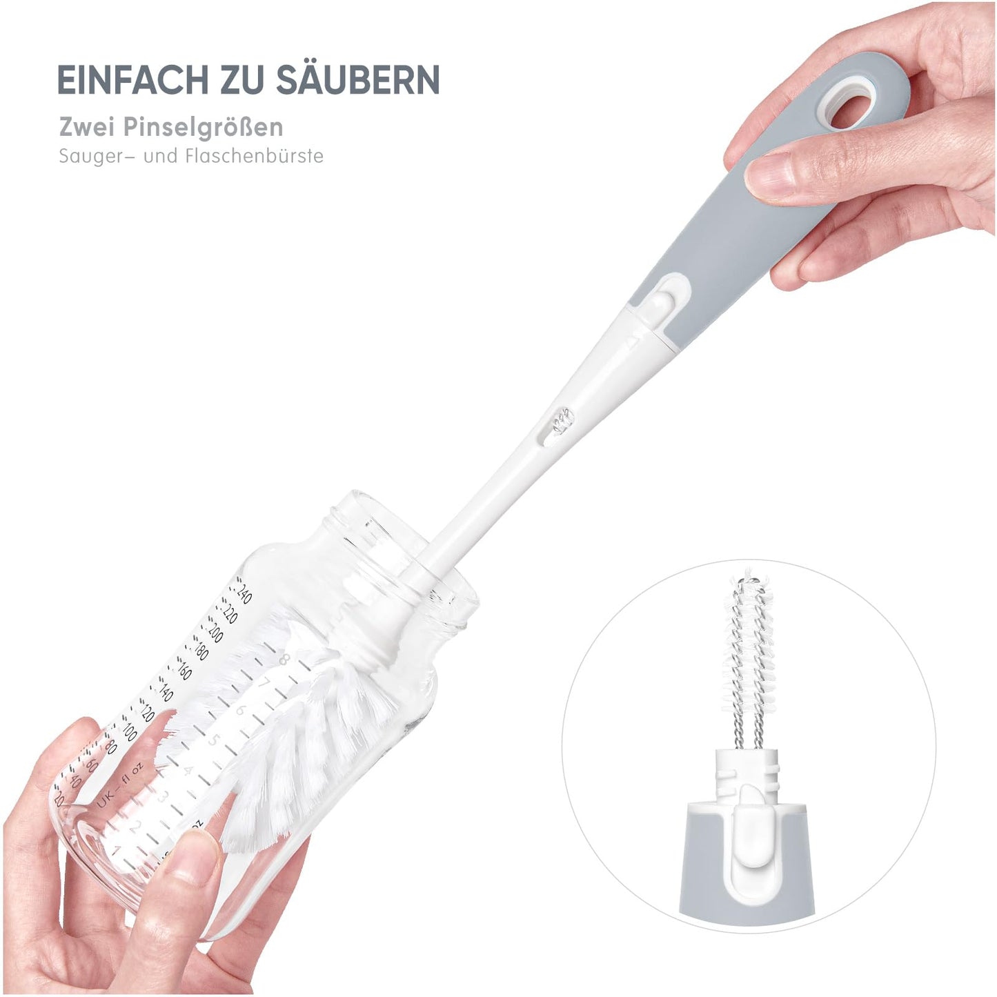Trockenständer Babyflaschen, Abtropfgestell für Babyflaschen, Flaschen, grauSaudern 