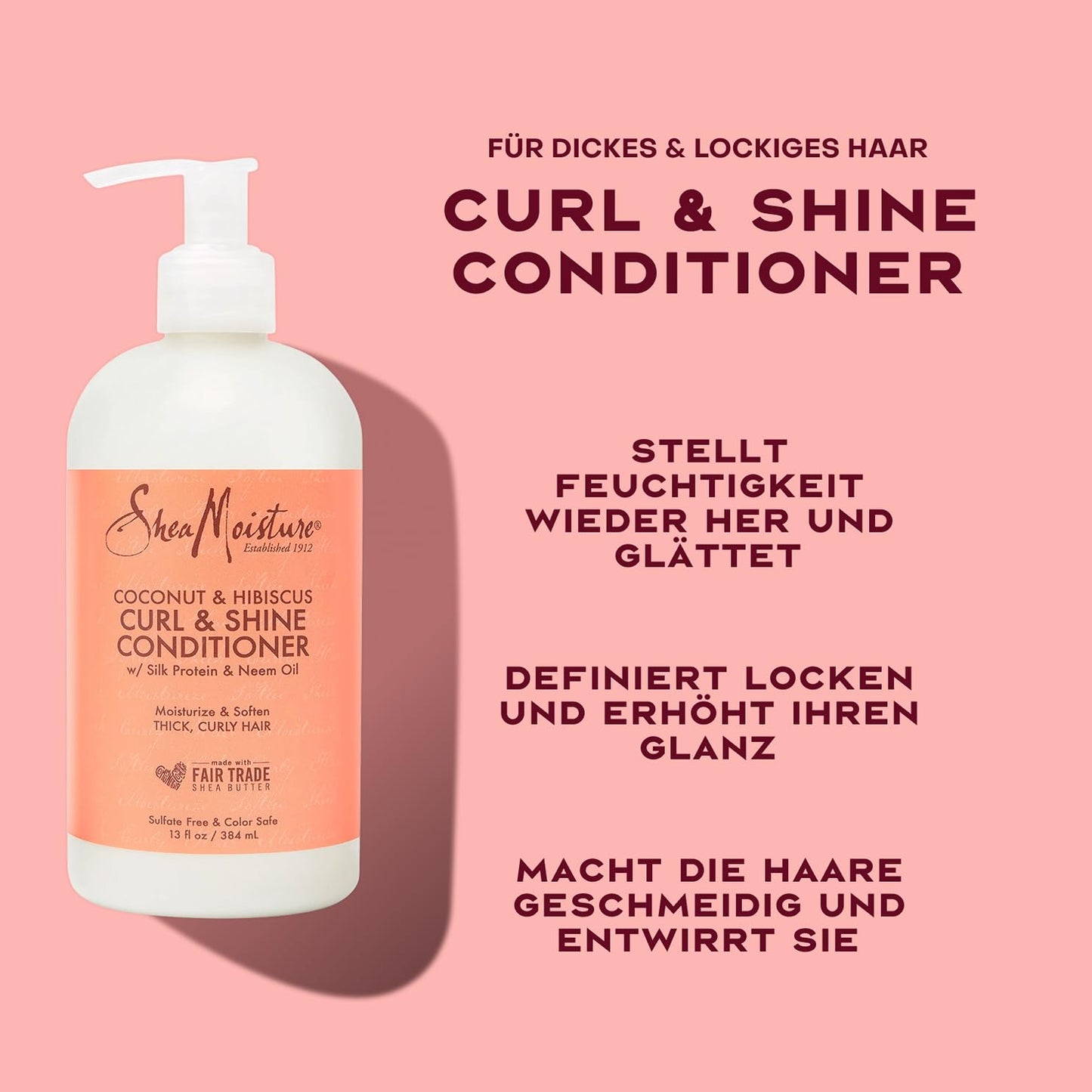 Shea Moisture Coconut & Hibiscus Curl Enhancing Smoothie- Curl Cream for Defined Shiny Curls