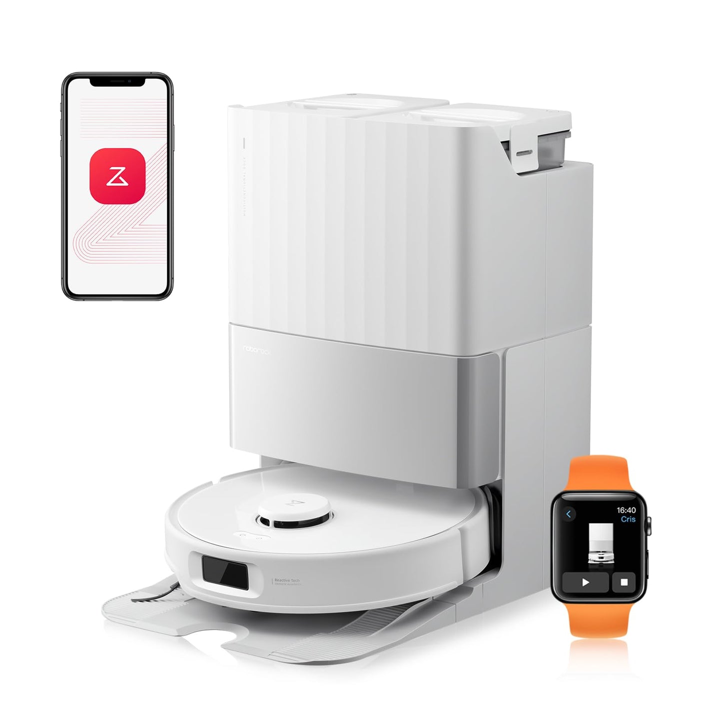 Aspirateur robot Roborock Qrevo Edge avec fonction serpillière, nettoyage des bords, serpillière chauffante, eau chaude à 75 °C 