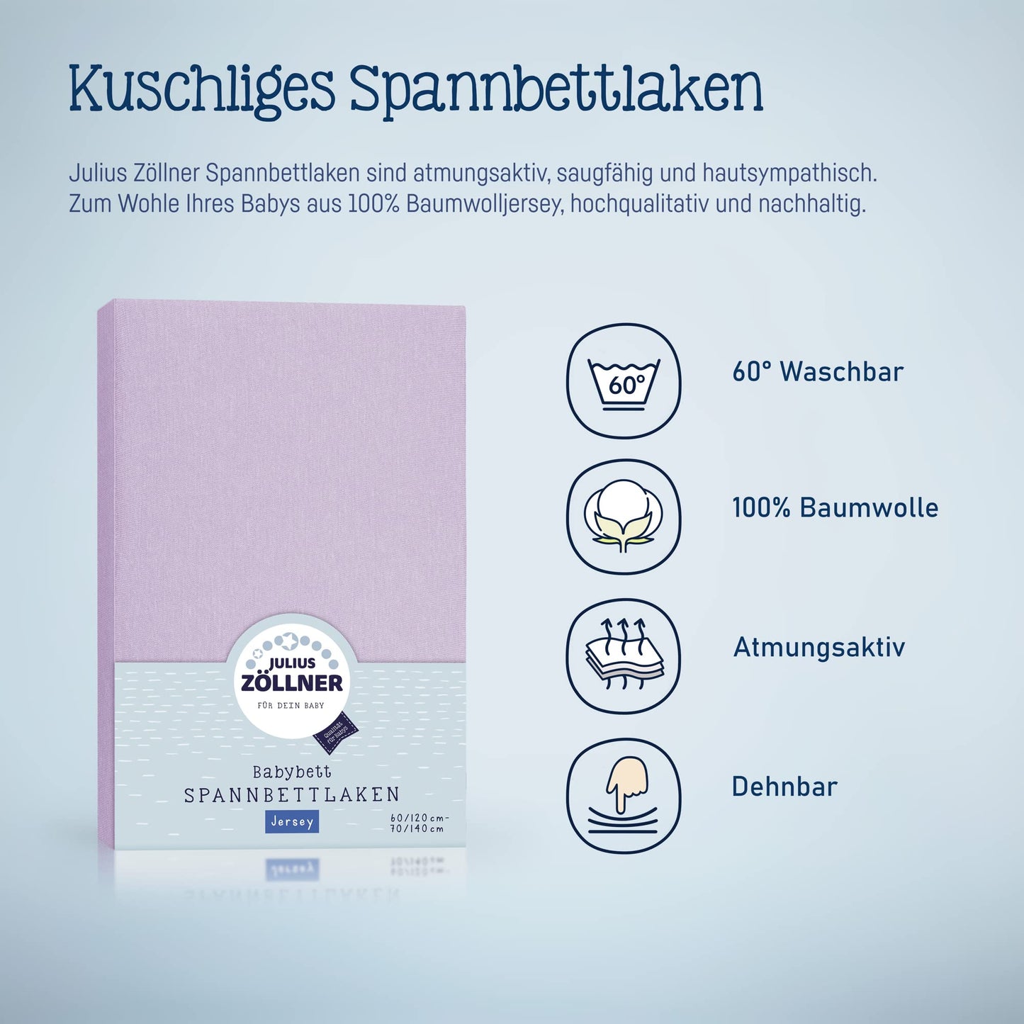 Spannbettlaken für Baby- &amp; Kinderbett, 100 % Jersey-Baumwolle, 2er Pack 