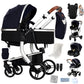 Reenborn 3-in-1 Kinderwagen, Buggy mit zwei umkehrbaren Schiebemodi, Kinderwagen mit Gestell aus Aluminiumlegierung, Babywagen, 3-in-1 Komplettset mit Ein-Klick-Faltmechanismus 