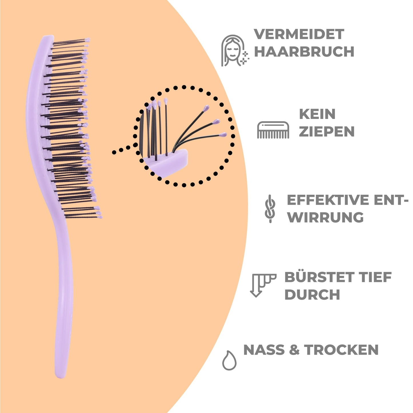 Ninabella Mini Haarbürste ohne Ziepen - Bürste für Reisen - Entwirrbürste für trockenes und nasses Haar - Detangler Bürste